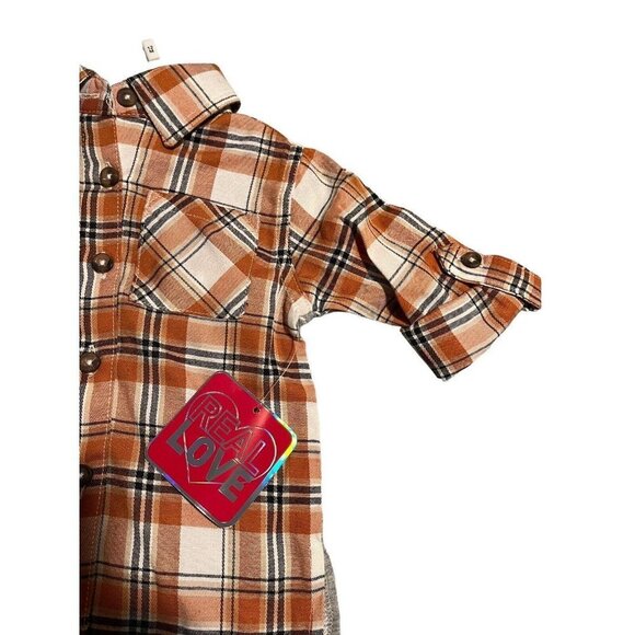 Real Love Shirt Pant Set Boys 18 Month 2 Pieces Button Up Top Stretch Pants NEW - Picture 3 of 11